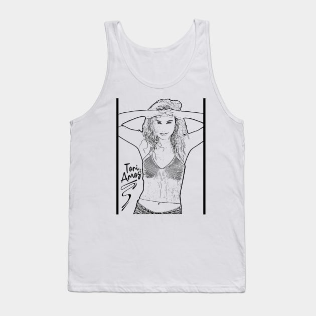 Tori amos // 80s Music// Black retro V Tank Top by Degiab